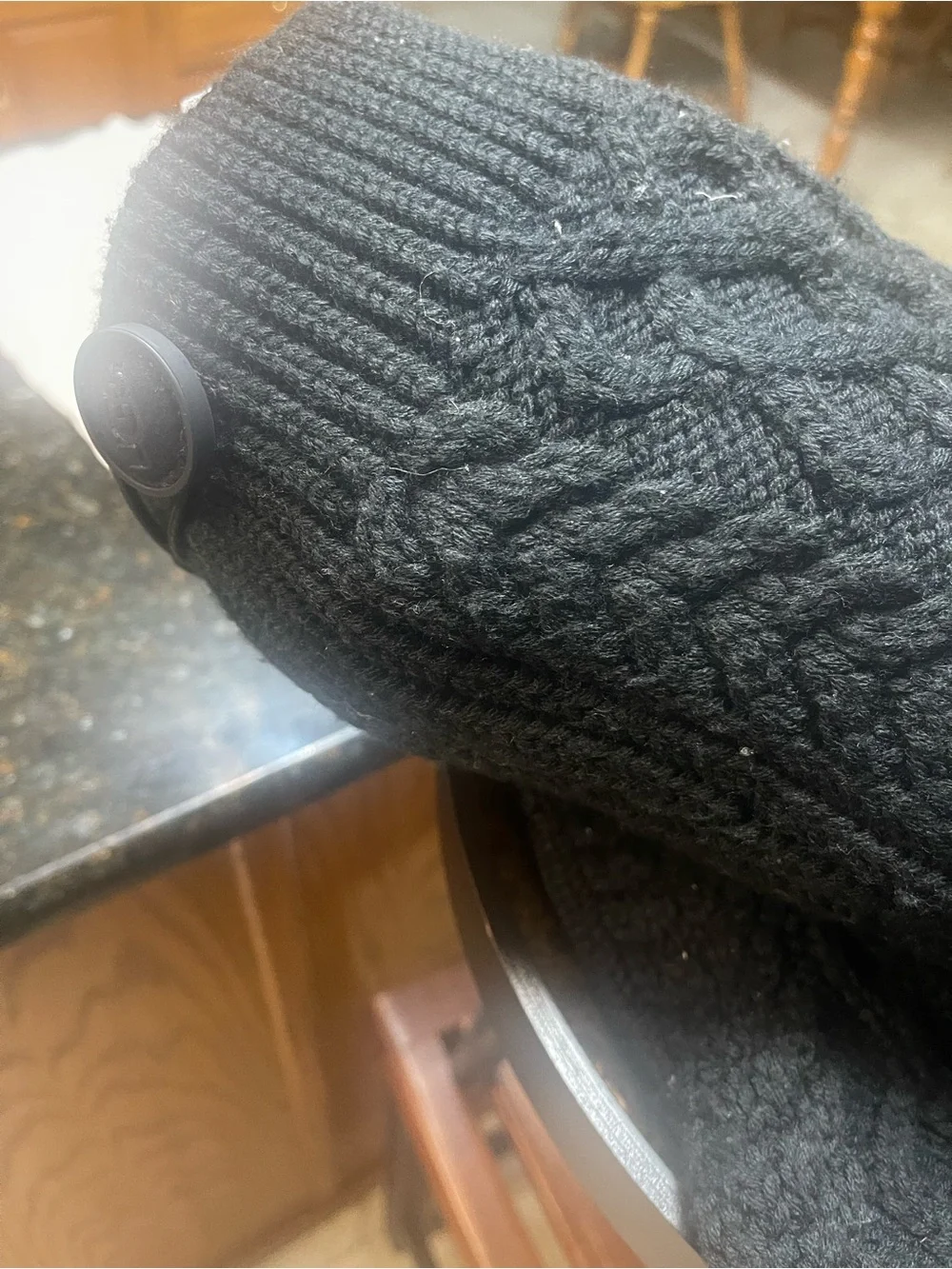 UGG Black Cable Knit Over-the-Knee Suede-Trim Boots